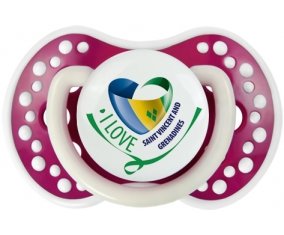 I Love Saint Vincent and Grenadines Tétine LOVI Dynamic Fuchsia phosphorescente