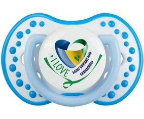 I Love Saint Vincent and Grenadines Tétine LOVI Dynamic Blanc-bleu phosphorescente