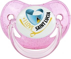 I Love Saint Lucia Sucette Physiologique Rose à paillette