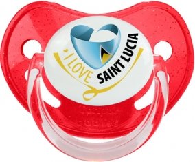 I Love Saint Lucia Sucette Physiologique Rouge à paillette