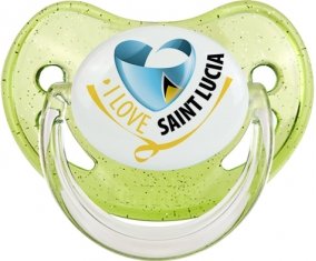 I Love Saint Lucia Sucette Physiologique Vert à paillette