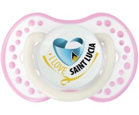 I Love Saint Lucia Sucette LOVI Dynamic Blanc-rose phosphorescente