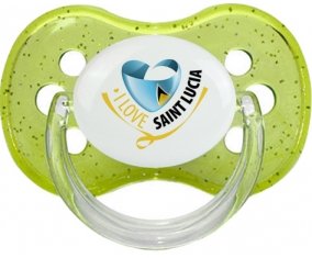 I Love Saint Lucia Sucette Cerise Vert à paillette