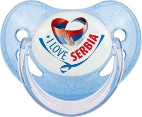 I Love Serbia Sucette Physiologique Bleue à paillette