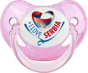 I Love Serbia Sucette Physiologique Rose à paillette