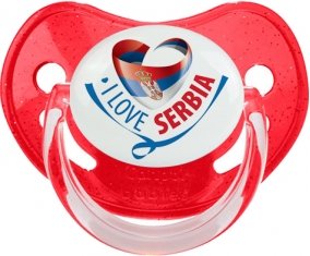 I Love Serbia Sucette Physiologique Rouge à paillette