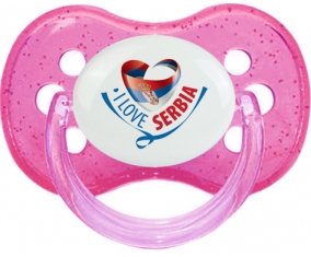 I Love Serbia Tétine Cerise Rose à paillette