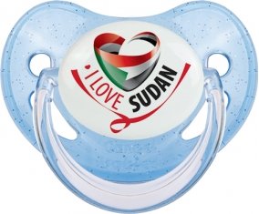 I Love Sudan Sucette Physiologique Bleue à paillette