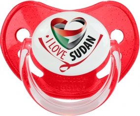 I Love Sudan Sucette Physiologique Rouge à paillette