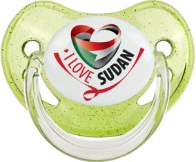 I Love Sudan Sucette Physiologique Vert à paillette