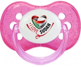I Love Sudan Tétine Cerise Rose à paillette
