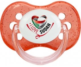 I Love Sudan Tétine Cerise Rouge à paillette