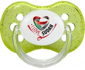 I Love Sudan Tétine Cerise Vert à paillette