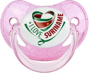 I Love Suriname Tétine Physiologique Rose à paillette