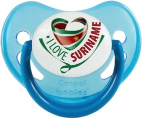 I Love Suriname Tétine Physiologique Bleue phosphorescente