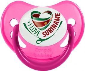 I Love Suriname Tétine Physiologique Rose phosphorescente