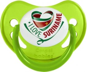 I Love Suriname Tétine Physiologique Vert phosphorescente