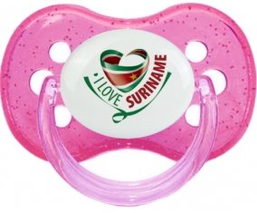 I Love Suriname Sucete Cerise Rose à paillette