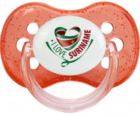 I Love Suriname Sucete Cerise Rouge à paillette