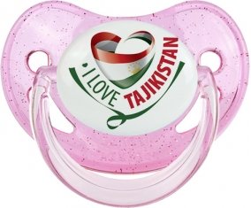 I Love Tajakistan Sucette Physiologique Rose à paillette