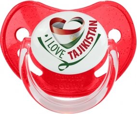I Love Tajakistan Sucette Physiologique Rouge à paillette