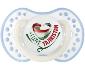I Love Tajakistan Sucette LOVI Dynamic Blanc-cyan classique