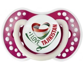 I Love Tajakistan Sucette LOVI Dynamic Fuchsia phosphorescente
