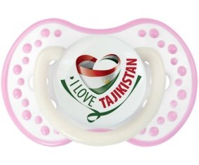 I Love Tajakistan Sucette LOVI Dynamic Blanc-rose phosphorescente