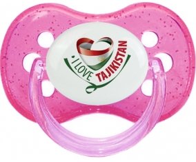 I Love Tajakistan Sucette Cerise Rose à paillette