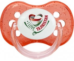 I Love Tajakistan Sucette Cerise Rouge à paillette