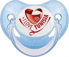 I Love Tunisia Sucette Physiologique Bleue à paillette