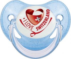 I Love Switzerland Sucete Physiologique Bleue à paillette