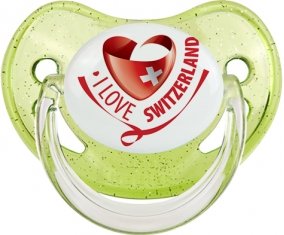 I Love Switzerland Sucete Physiologique Vert à paillette
