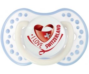 I Love Switzerland Tétine LOVI Dynamic Blanc-cyan classique