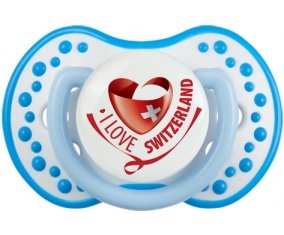 I Love Switzerland Tétine LOVI Dynamic Blanc-bleu phosphorescente