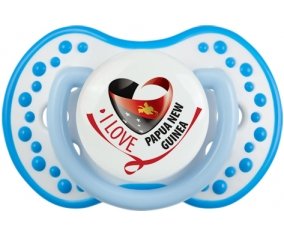I Love Papua New Guinea Sucette LOVI Dynamic Blanc-bleu phosphorescente