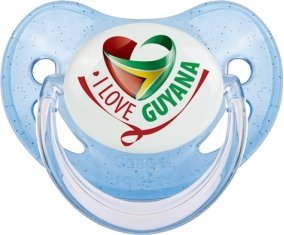 I Love Guyana Sucette Physiologique Bleue à paillette