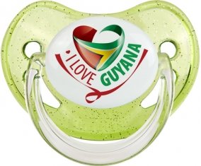 I Love Guyana Sucette Physiologique Vert à paillette