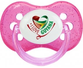 I Love Guyana Tétine Cerise Rose à paillette