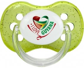 I Love Guyana Tétine Cerise Vert à paillette
