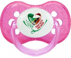I Love Saint Kitts and Nevis Sucette Cerise Rose à paillette