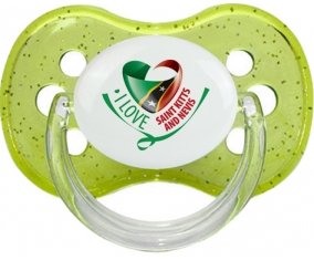 I Love Saint Kitts and Nevis Sucette Cerise Vert à paillette