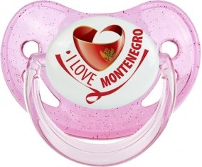 I Love Montenegro Sucette Physiologique Rose à paillette