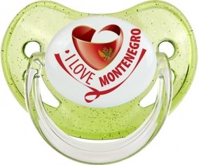 I Love Montenegro Sucette Physiologique Vert à paillette
