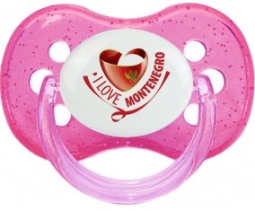 I Love Montenegro Tétine Cerise Rose à paillette