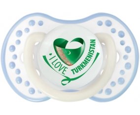 I Love Turkmenistan Tétine LOVI Dynamic Blanc-cyan classique