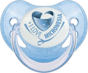 I Love Micronesia Sucette Physiologique Bleue à paillette