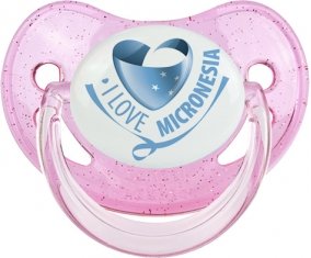 I Love Micronesia Sucette Physiologique Rose à paillette