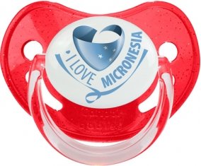 I Love Micronesia Sucette Physiologique Rouge à paillette