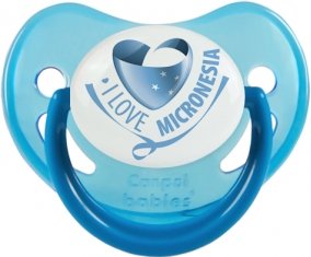 I Love Micronesia Sucette Physiologique Bleue phosphorescente